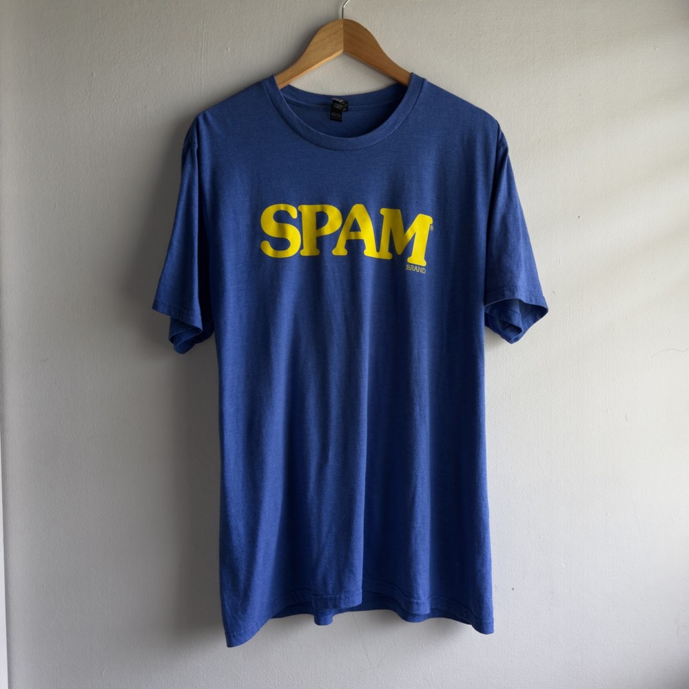 District Spam Brand Logo Graphic T-Shirt Mens XL Blue Tri-Blend Casual Tee